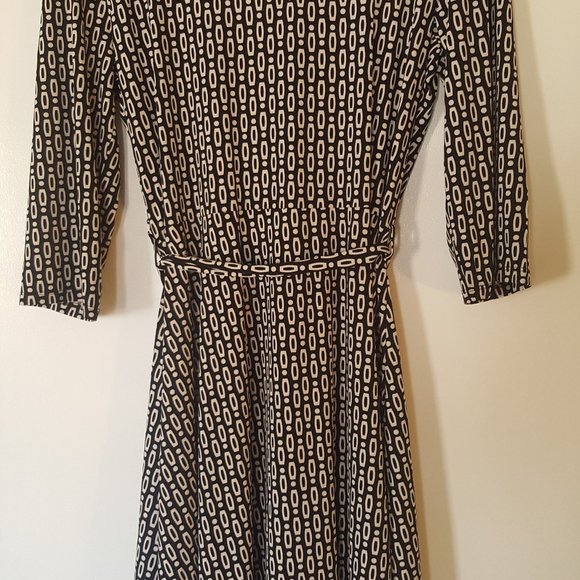 APT 9 WRAP DRESS / TOP XL Stretch Plunge Neck b&w Abstract Geometric Sexy - Picture 3 of 6